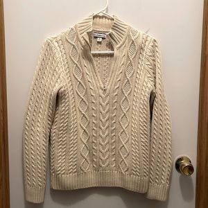 Off white beautiful sweater with 3/4 zipper